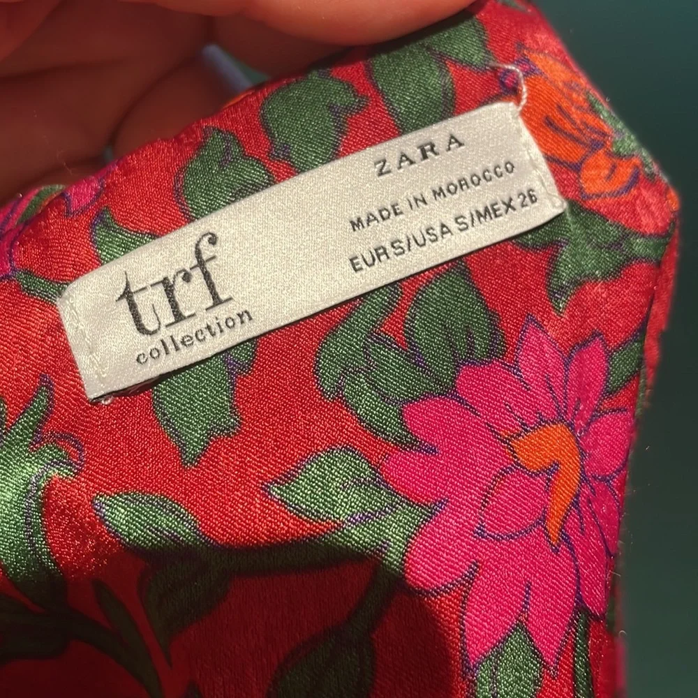 Zara Trf collection floral and bird print  camp shirt size S - Picture 7 of 10